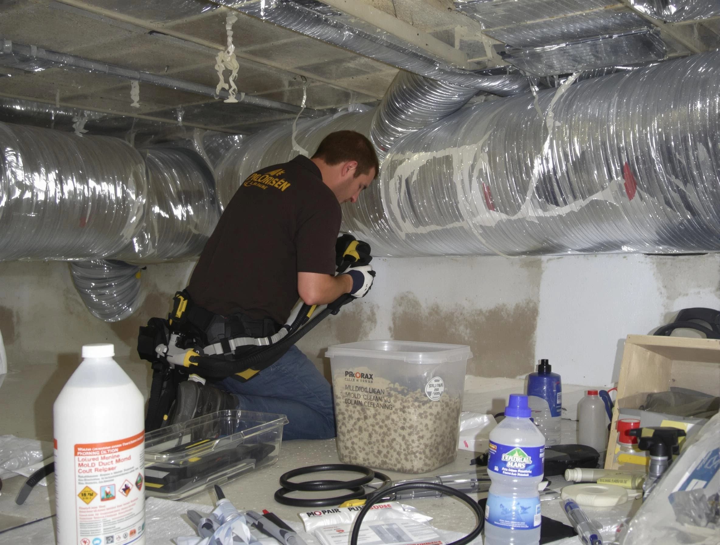 Pleasant Hills Air Duct Cleaning specialist performing professional mold removal from air ducts in Pleasant Hills