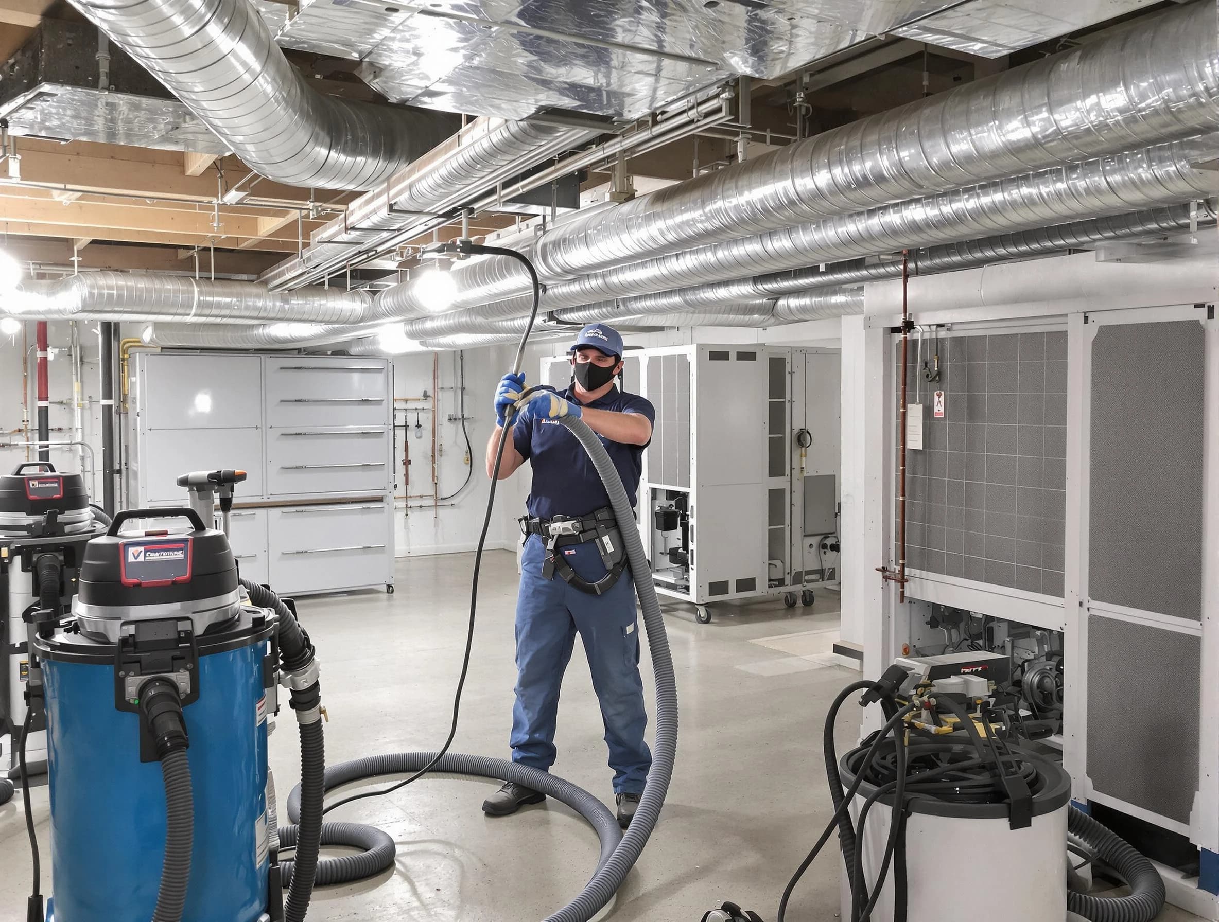 Pleasant Hills Air Duct Cleaning specialist performing thorough central air duct cleaning for improved system efficiency in Pleasant Hills
