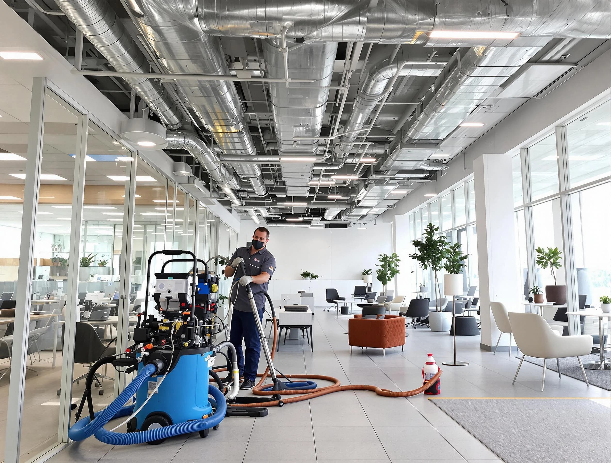 Pleasant Hills Air Duct Cleaning team conducting comprehensive commercial duct cleaning at a business location in Pleasant Hills