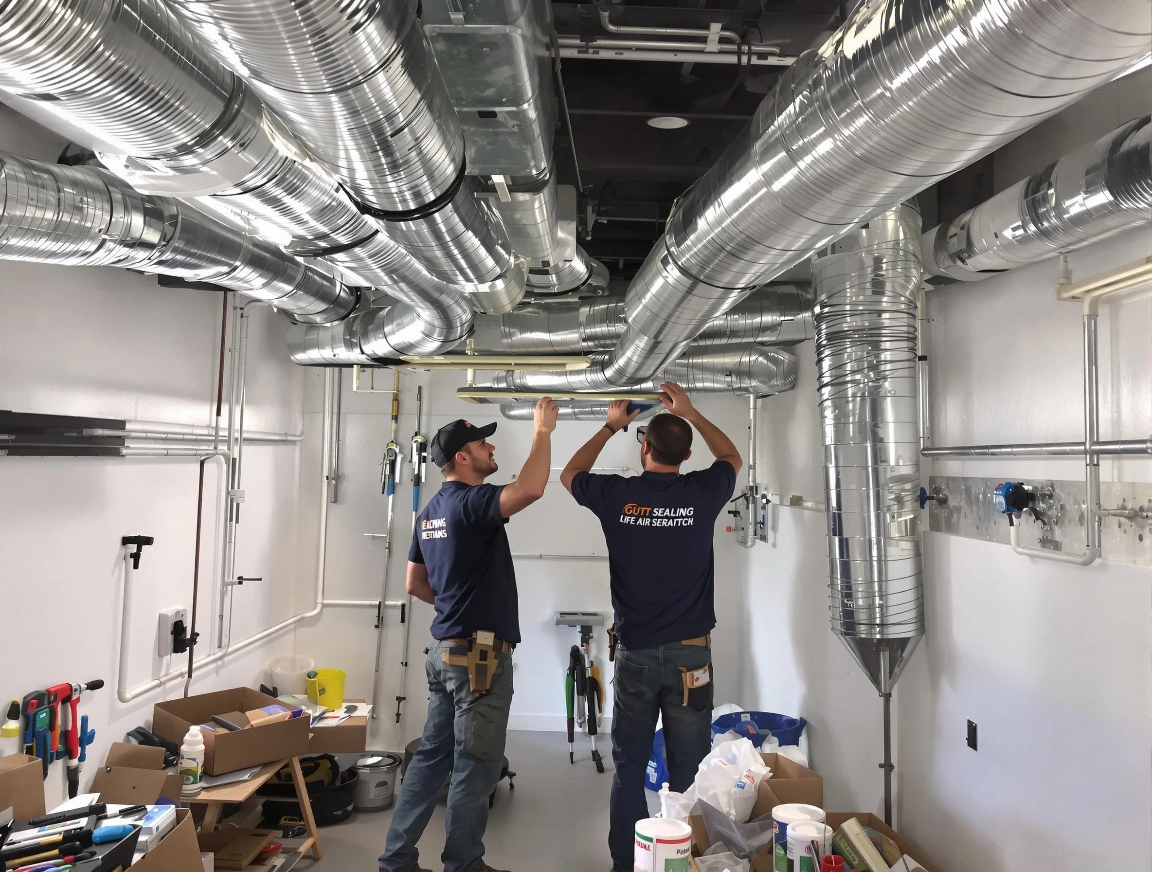 Pleasant Hills Air Duct Cleaning technician applying professional duct sealing solutions in Pleasant Hills