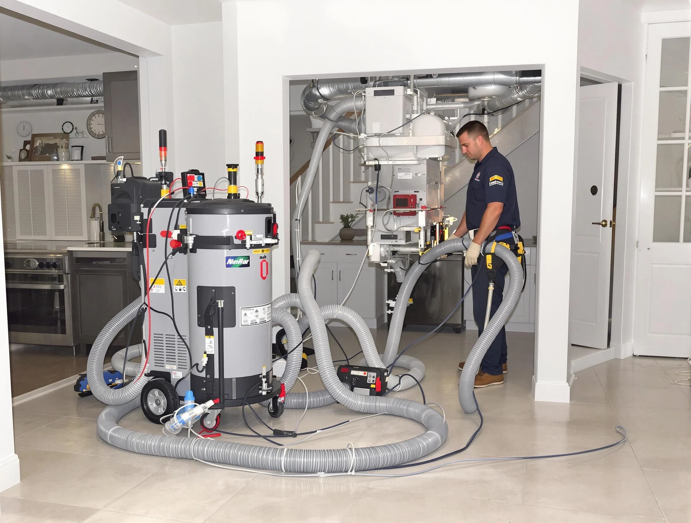 Pleasant Hills Air Duct Cleaning technician operating negative pressure cleaning equipment for thorough duct maintenance in Pleasant Hills