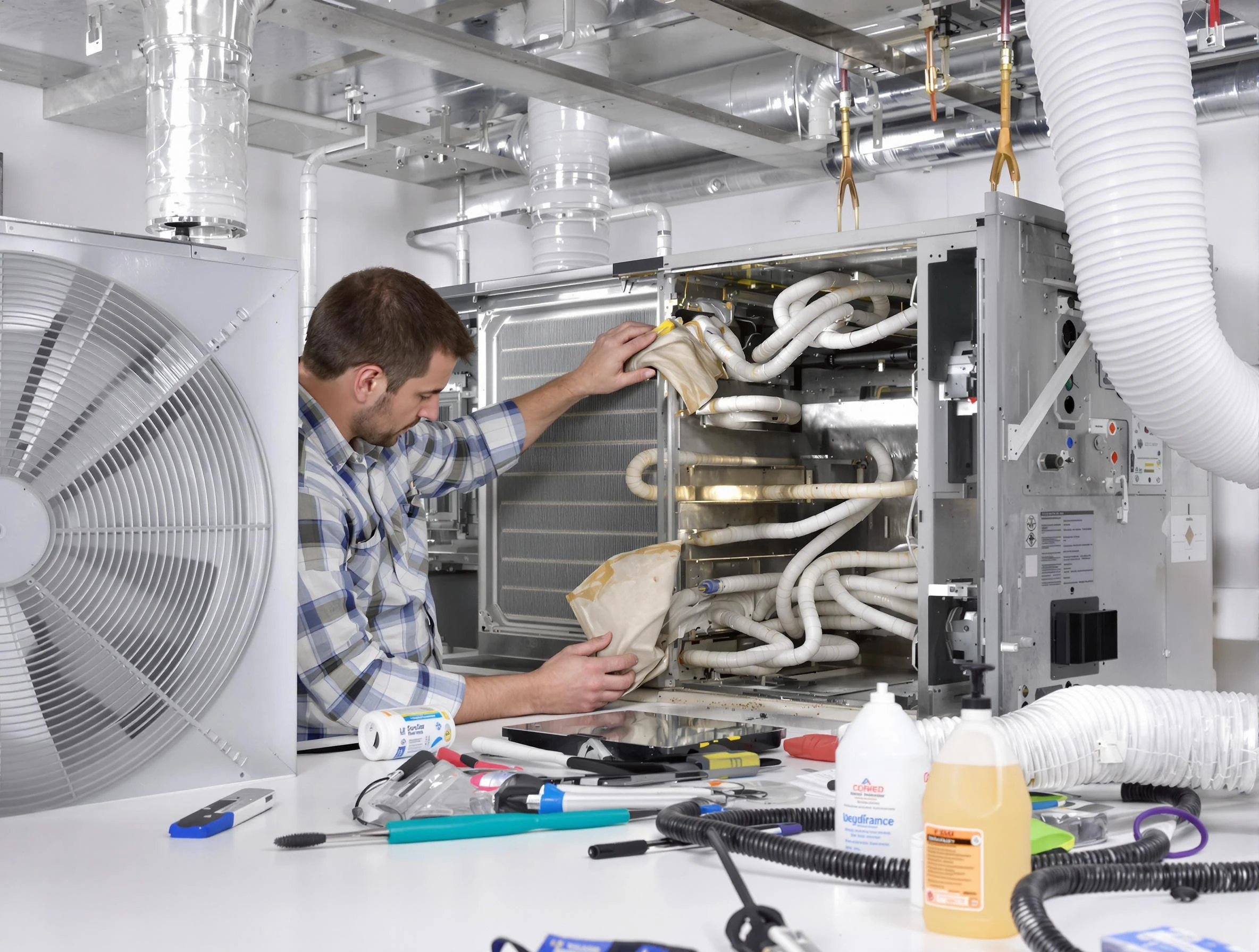 Pleasant Hills Air Duct Cleaning specialist performing precision AC coil cleaning in Pleasant Hills