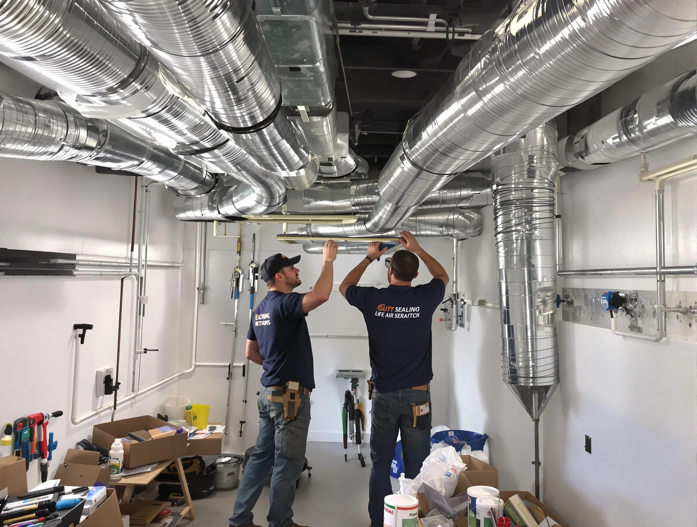 Pleasant Hills Air Duct Cleaning technician applying professional duct sealing solutions in Pleasant Hills