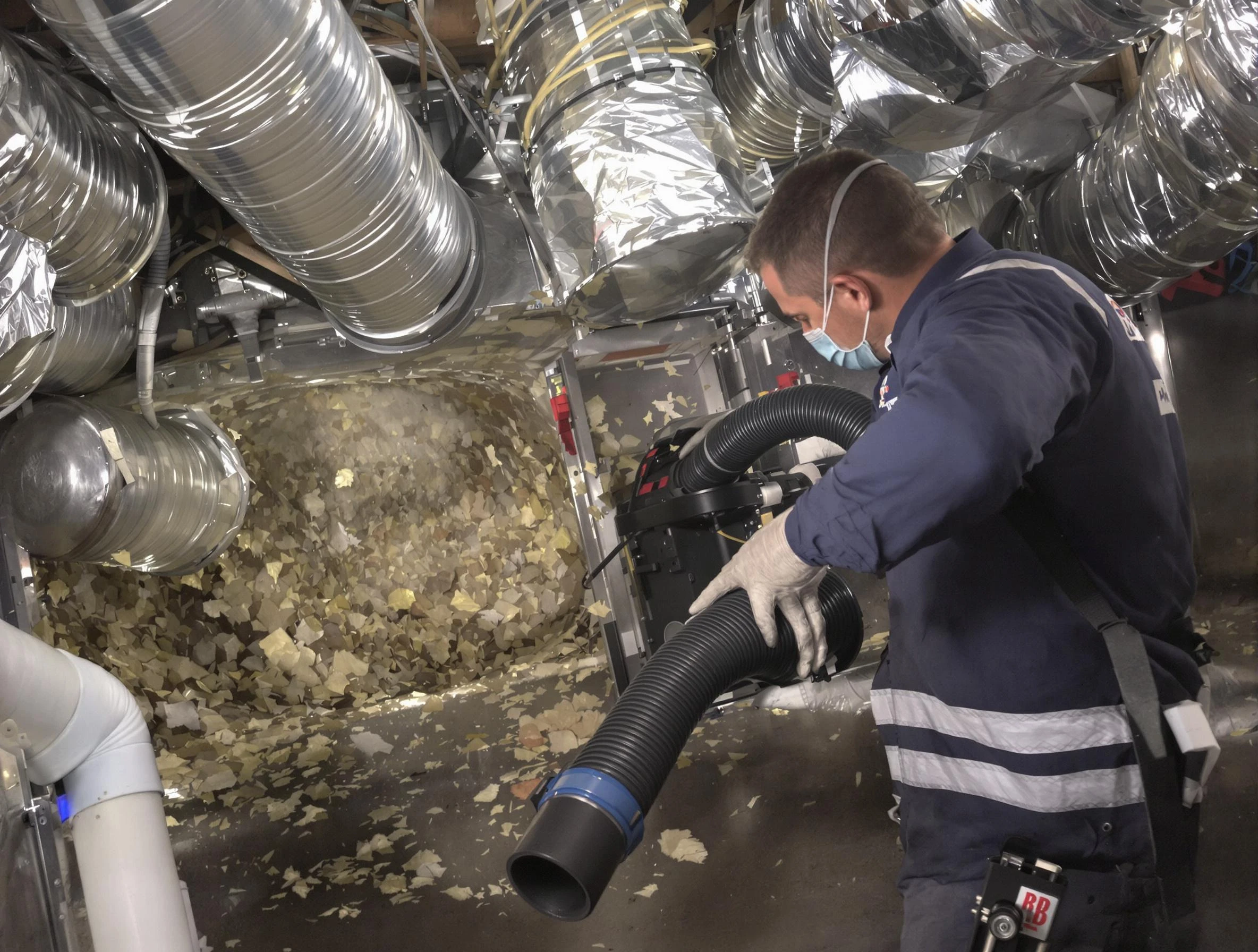 Pleasant Hills Air Duct Cleaning specialist operating negative pressure cleaning equipment for thorough duct maintenance in Pleasant Hills